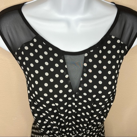 10 Enfocus Studio Black & White Polka Dot Sleeveless Dress Medium Cocktail Event - Picture 4 of 9